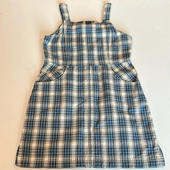 Vintage Cherokee - 7/8 plaid denim romper dress